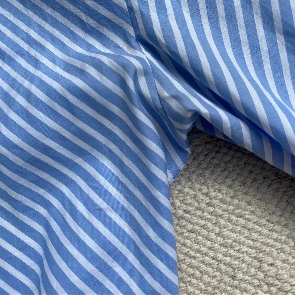 RALPH LAUREN Black Label light blue striped asymmetrical button up top 6 - Picture 5 of 10